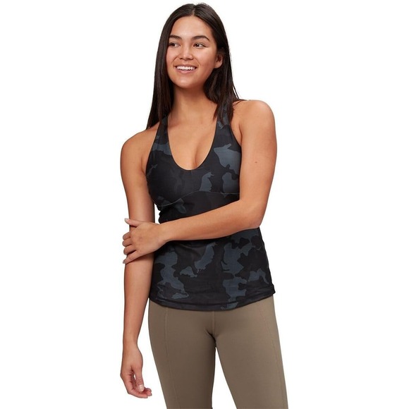 PRANA LAYNA BRA TANK TOP  Women's Size XS  BLACK CAMO ATHLETIC  CRISS CROSS BACK - Picture 2 of 8